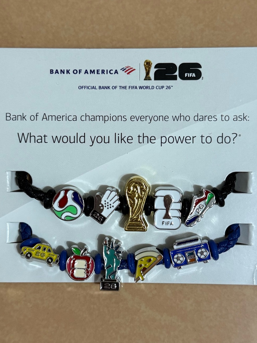 Bank of America FIFA World Cup 26 Gold & Multicolor NYC Charm Bracelet